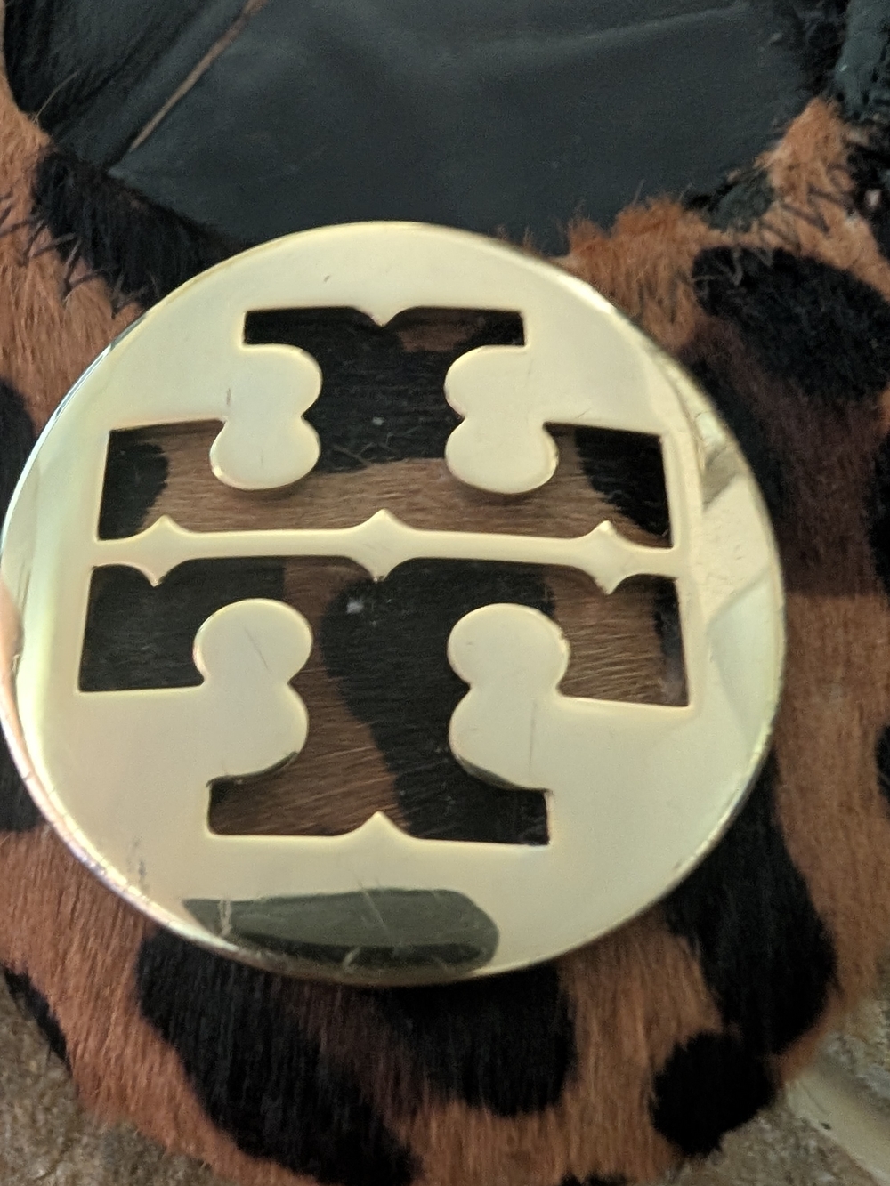 Tory Burch Leopard Pony-Hair Flats with Gold Logo Discs - Picture 8 of 10